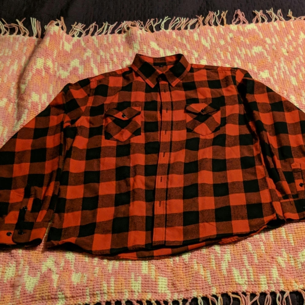 Men's Buffalo Plaid Long Sleeve Shirt Large